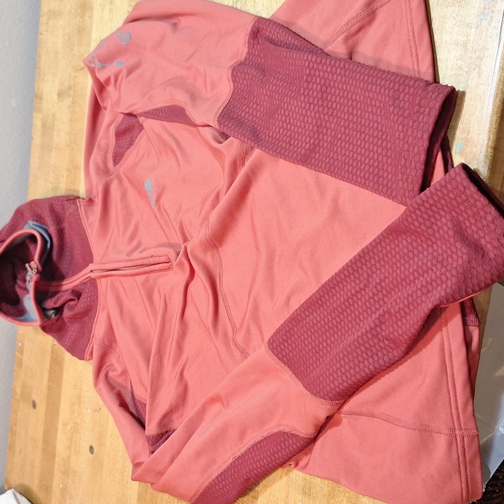 North Face‎ Base Layer Flight Series Cardinal Red Hooded Mask Thumb Holes Med-Lg - Picture 2 of 11
